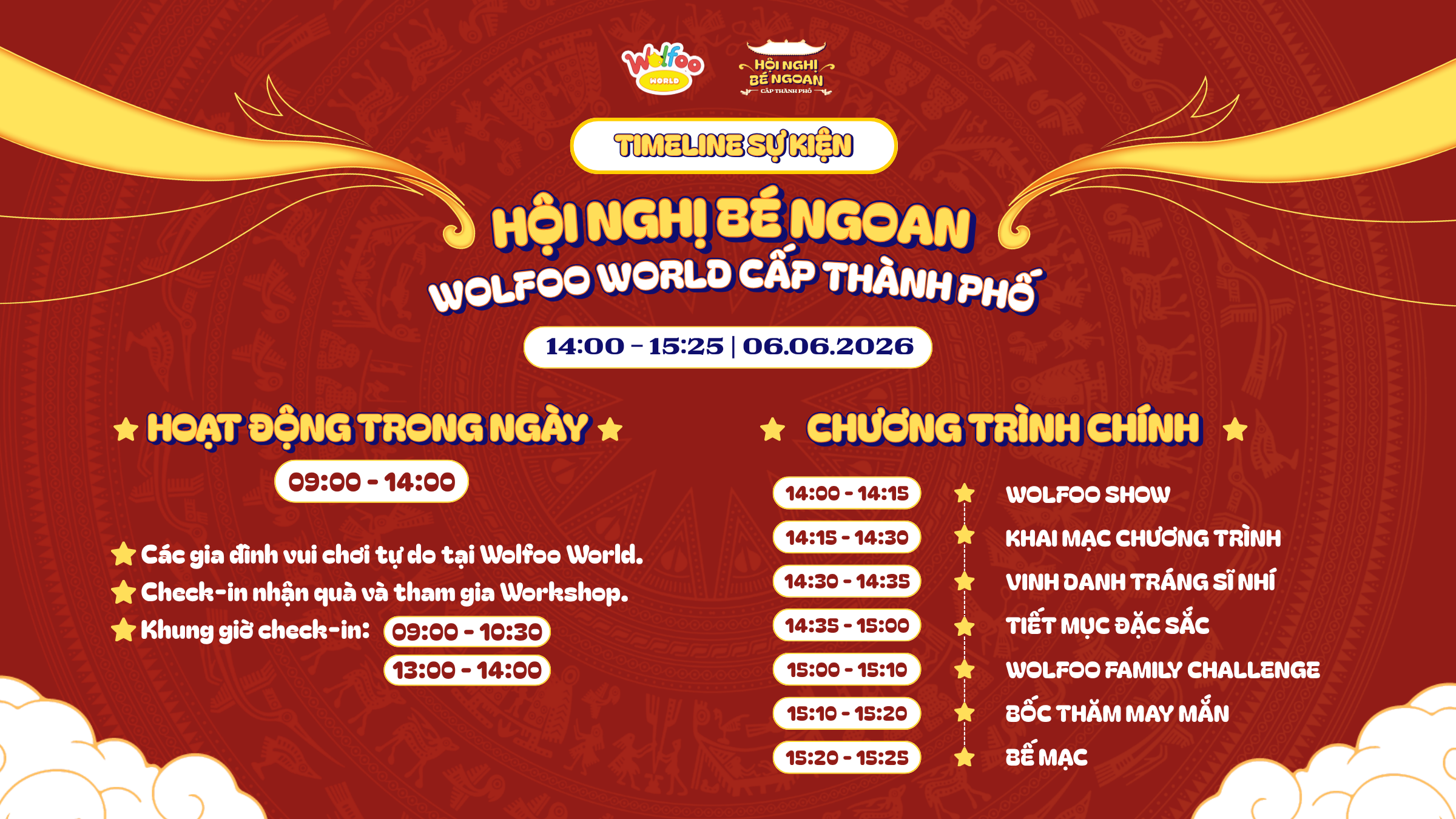 BẬT MÍ TIMELINE CHI TIẾT: SIÊU SỰ KIỆN HỘI NGHỊ BÉ NGOAN WOLFOO WORLD CẤP THÀNH PHỐ! 🌟✨